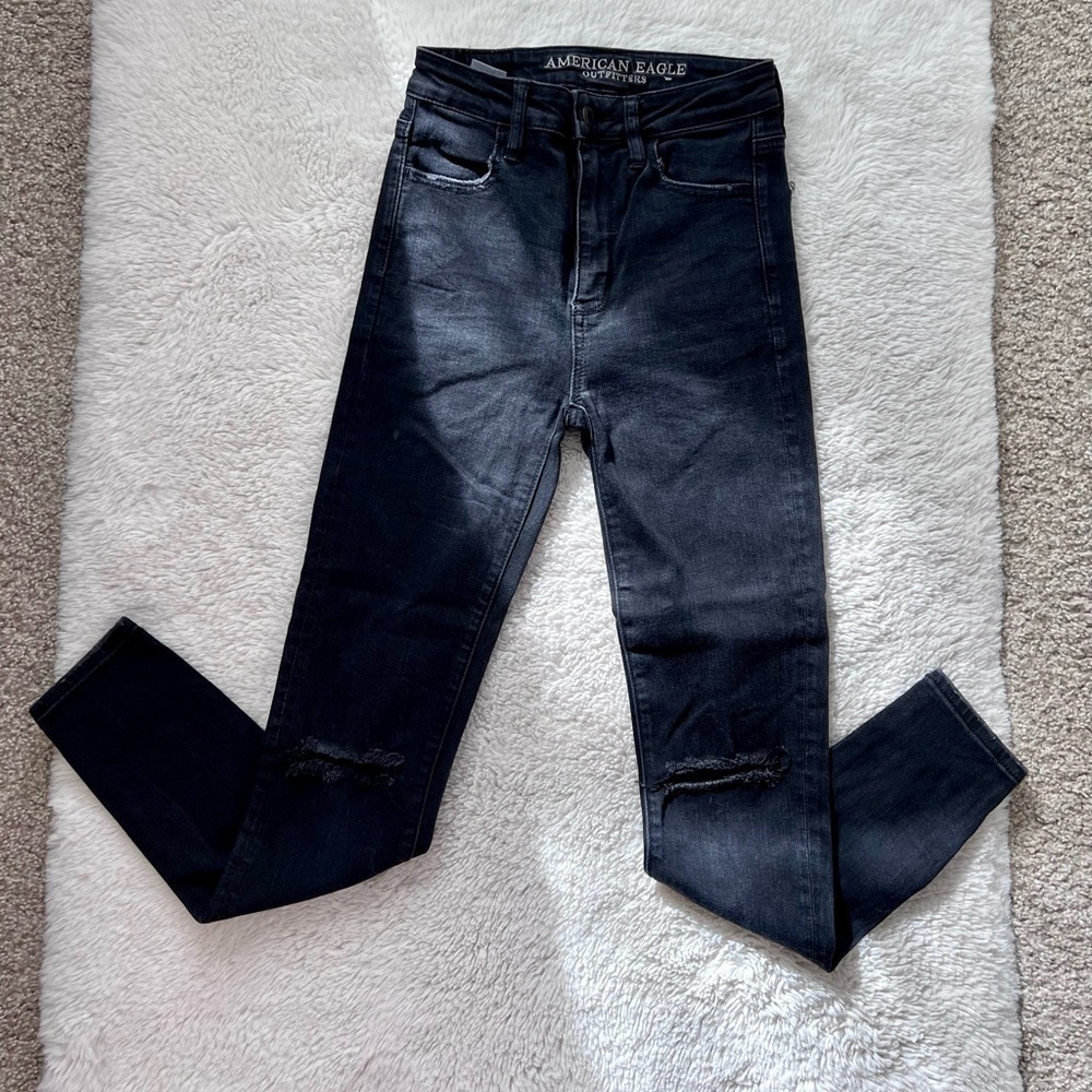 Faded Black Denim Jean Jeggins